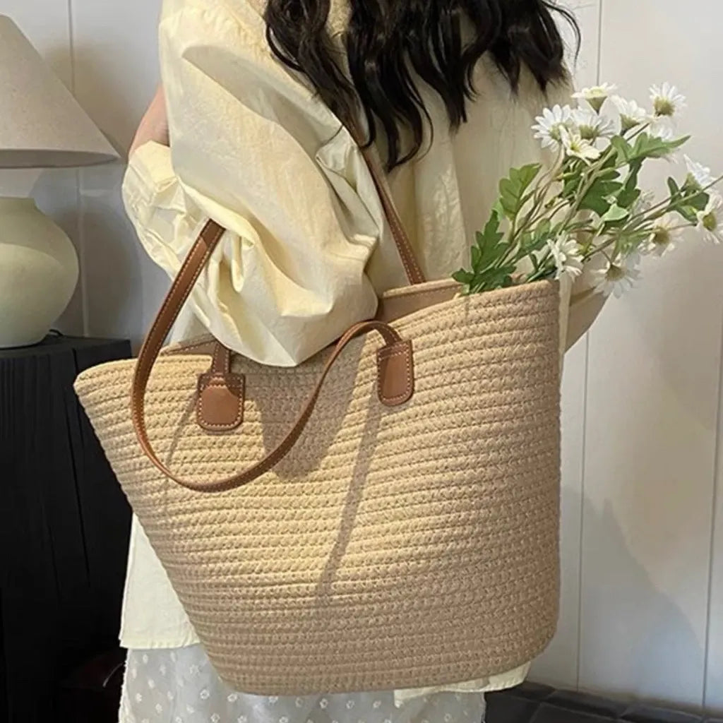 Bolsa de Palha Feminina Grande para Praia e Férias