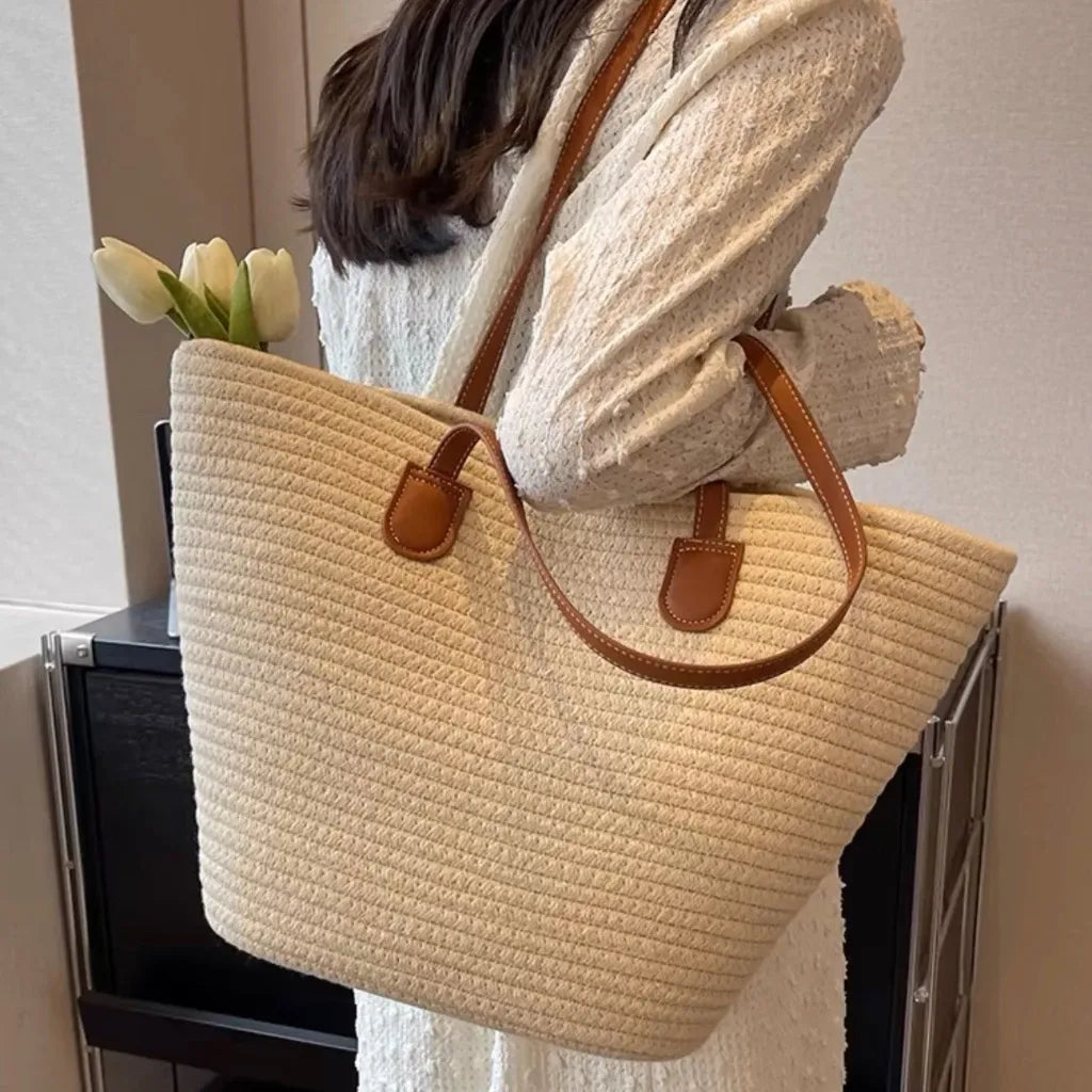 Bolsa de Palha Feminina Grande para Praia e Férias