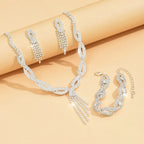 Conjunto de Joias Femininas Luxo ELIORA – Colar, Pulseira e Brincos Strass