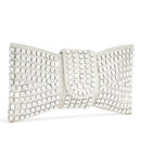 Bolsa Clutch Feminina de Festa – Pedrarias e Laço Elegante Prata ou Dourada