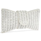 Bolsa Clutch Feminina de Festa – Pedrarias e Laço Elegante Prata ou Dourada