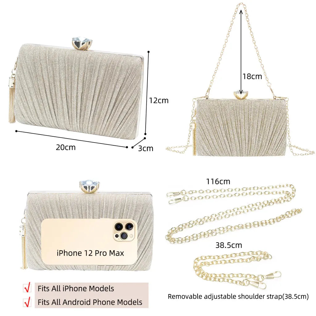 Bolsa Clutch Feminina Luxo ELIORA – Festa, Casamento e Jantar Elegante